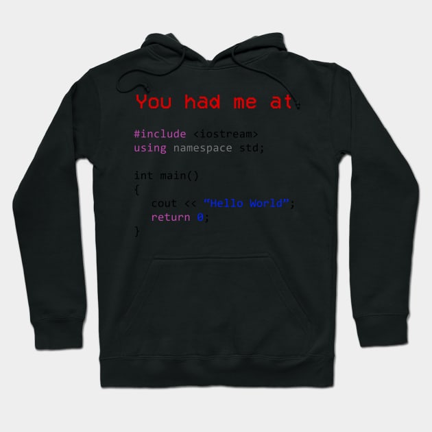 You had me at Hello World Shirt Your first C++ program Hoodie by mangobanana